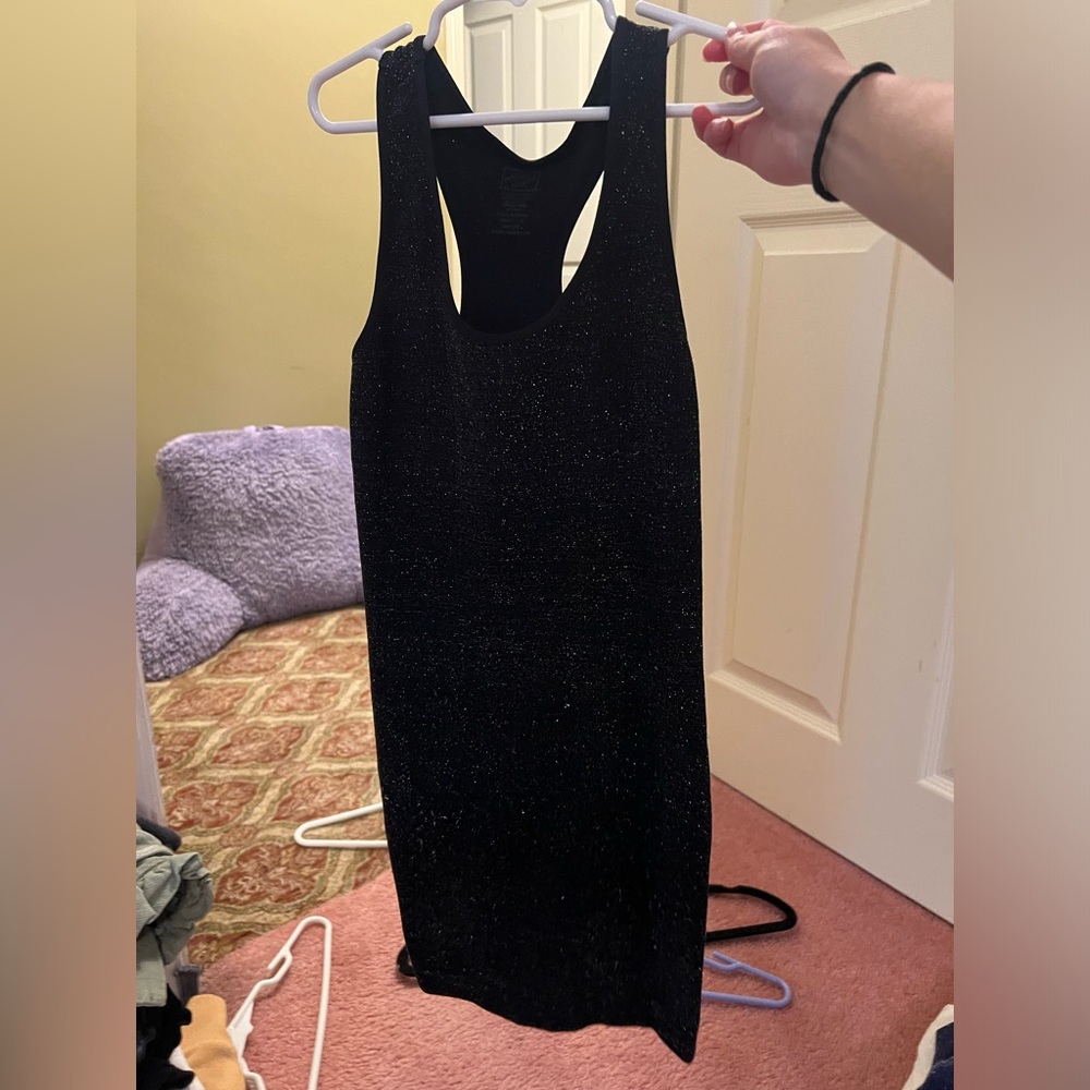 Malibu sugar, one size, black sparkle body con dress